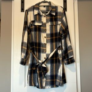 Plaid flannel shirt dress